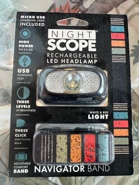 Rechargeable LED Headlamp with Navigator Band - Black